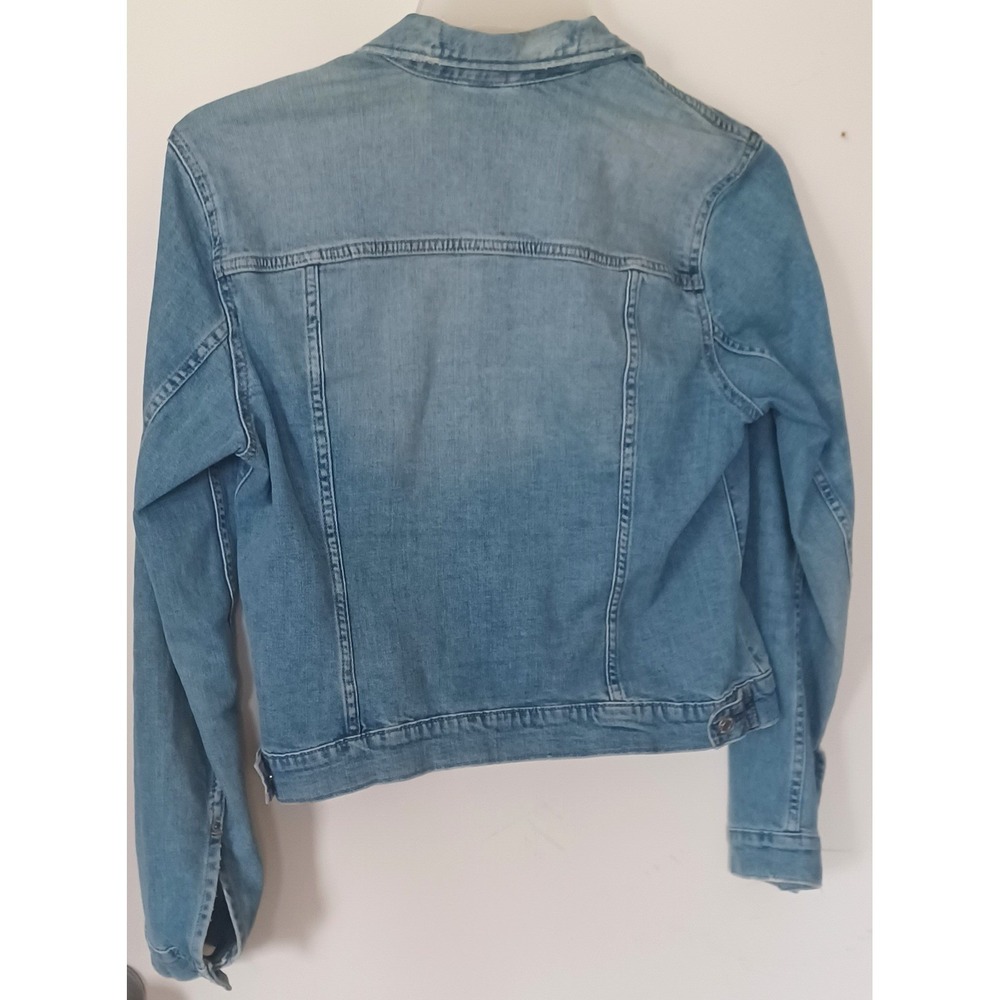H&M‎ &Denim Light Wash Stretch Jacket US 12 Classic Trucker Style Preppy READ - Picture 2 of 8